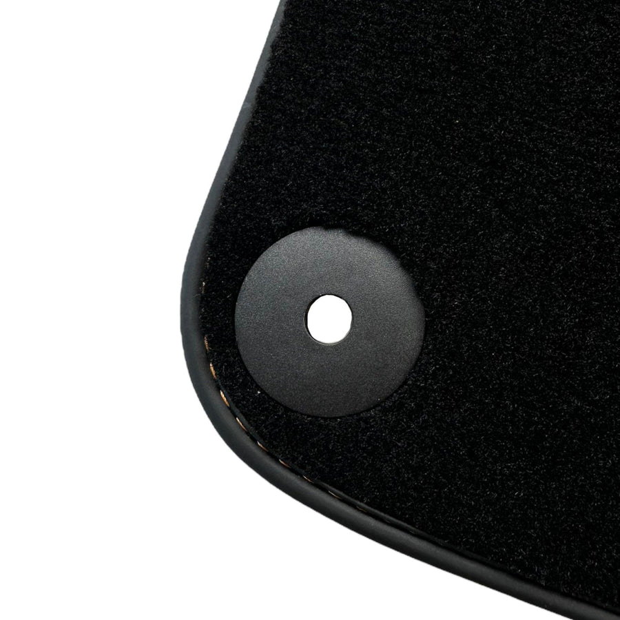 Black Floor Mats for Porsche 718 Boxster (2016-2023) with Orange Alcantara Leather ER56 Design - AutoWin