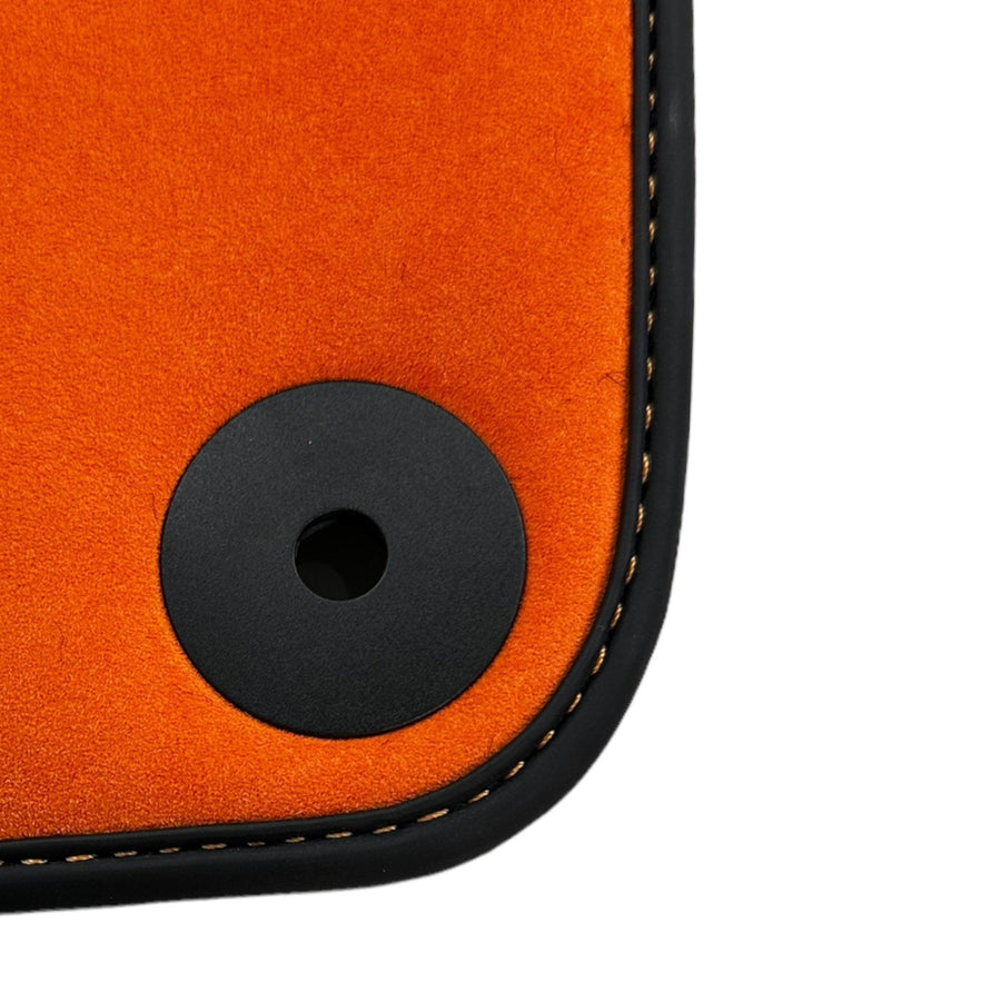 Black Floor Mats for Porsche 911 - 992 (2019-2024) Orange Alcantara ER56 Design - AutoWin