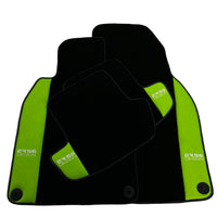 Black Floor Mats for Porsche 911 - 992 (2019-2024) with Green Leather ER56 Design - AutoWin