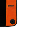 Black Floor Mats for Porsche 981 Boxster (2013-2016) with Orange Alcantara Leather ER56 Design - AutoWin