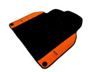 Black Floor Mats for Porsche 981 Boxster (2013-2016) with Orange Alcantara Leather ER56 Design - AutoWin