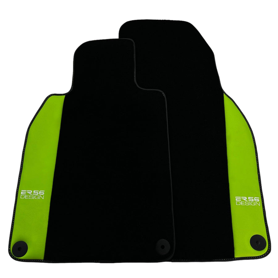 Black Floor Mats for Porsche Cayenne (2003-2010) with Green Leather ER56 Design - AutoWin