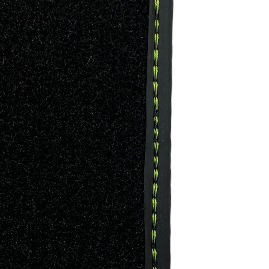 Black Floor Mats for Porsche Cayenne (2003-2010) with Green Leather ER56 Design - AutoWin