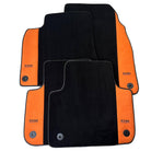 Black Floor Mats for Porsche Cayenne (2003-2010) with Orange Alcantara Leather ER56 Design - AutoWin