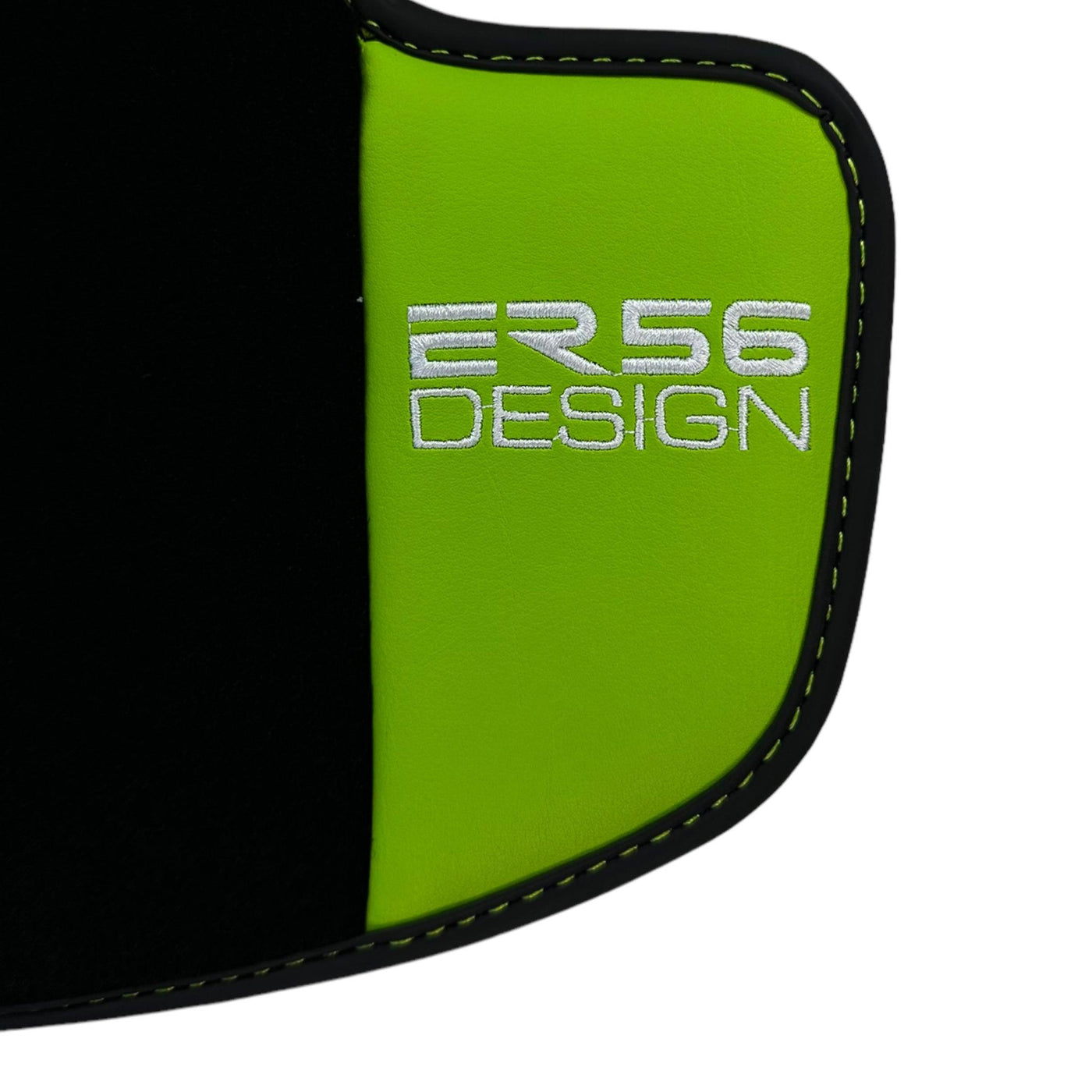 Black Floor Mats for Porsche Cayenne (2010-2018) with Green Leather ER56 Design - AutoWin