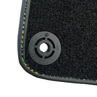 Black Floor Mats for Porsche Cayenne (2010-2018) with Green Leather ER56 Design - AutoWin