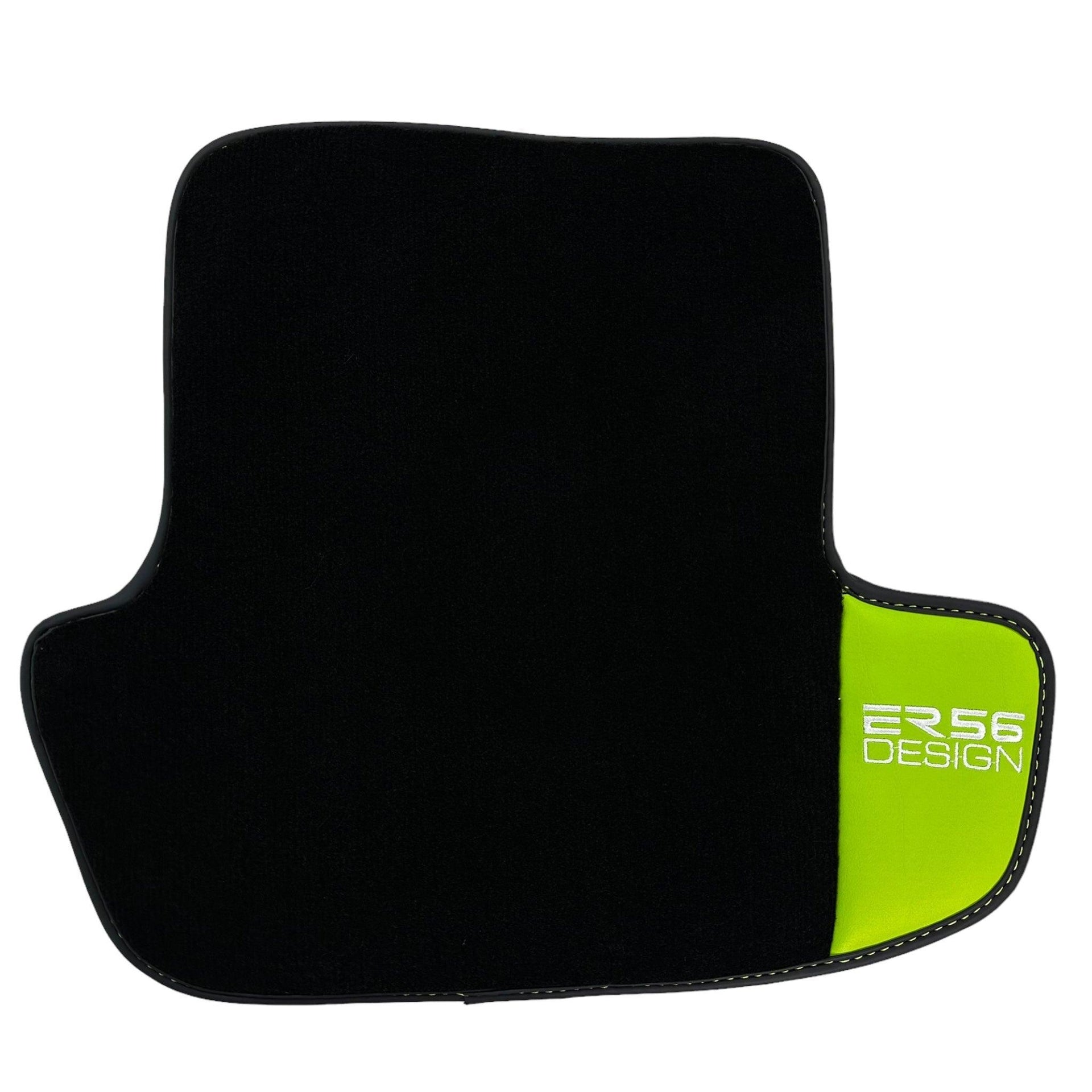 Black Floor Mats for Porsche Cayenne (2010-2018) with Green Leather ER56 Design - AutoWin