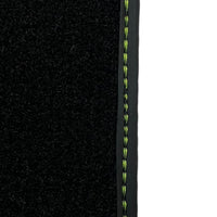 Black Floor Mats for Porsche Cayenne (2010-2018) with Green Leather ER56 Design - AutoWin