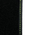 Black Floor Mats for Porsche Macan (2014-2023) with Green Leather ER56 Design - AutoWin