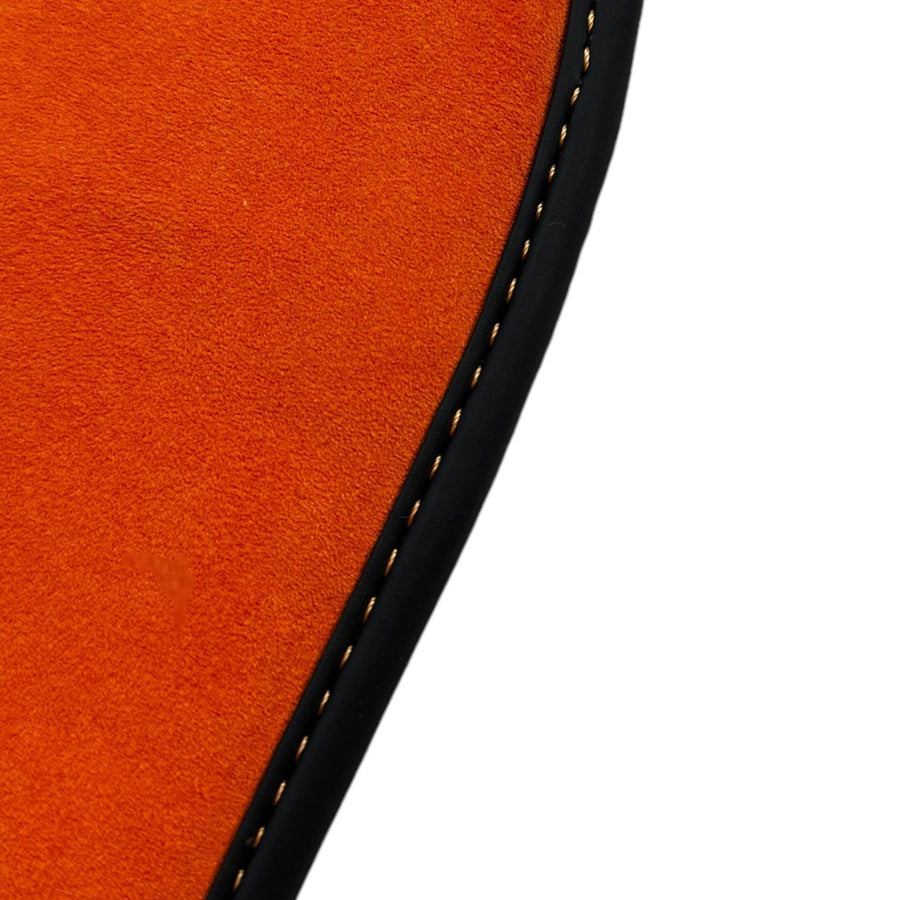 Black Floor Mats for Porsche Macan (2014-2023) with Orange Alcantara Leather ER56 Design - AutoWin