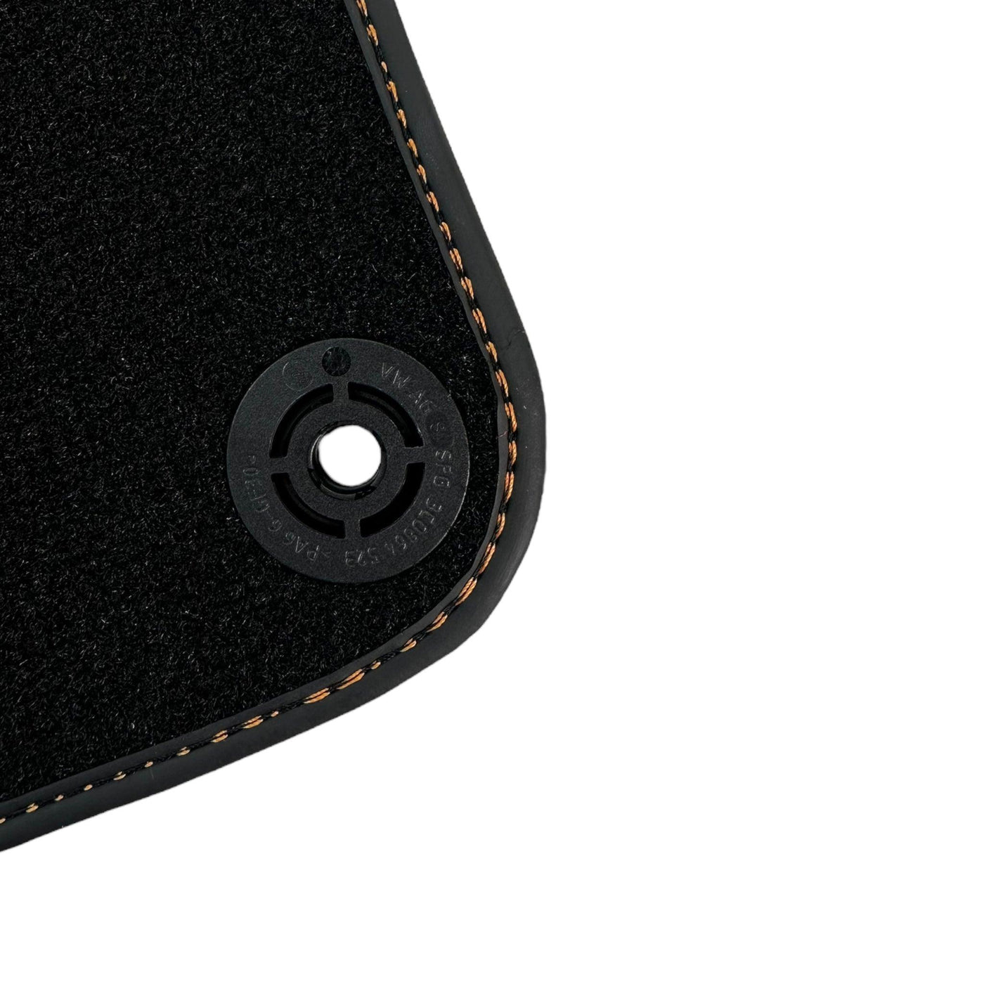 Black Floor Mats for Porsche Taycan (2019-2023) with Orange Alcantara Leather ER56 Design - AutoWin