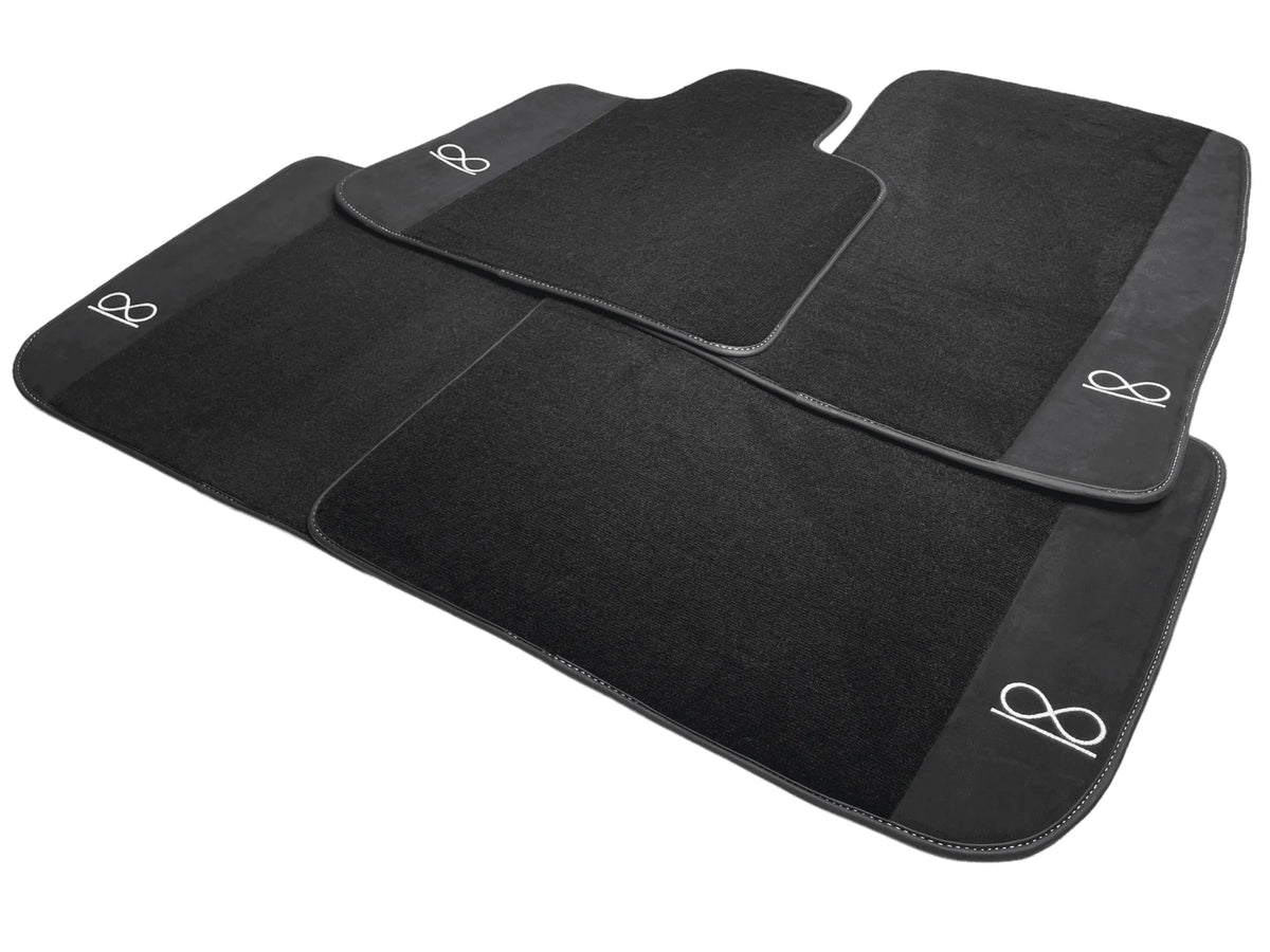 Black Floor Mats For Rolls Royce Black Badge Ghost Fluorescent Logo - AutoWin