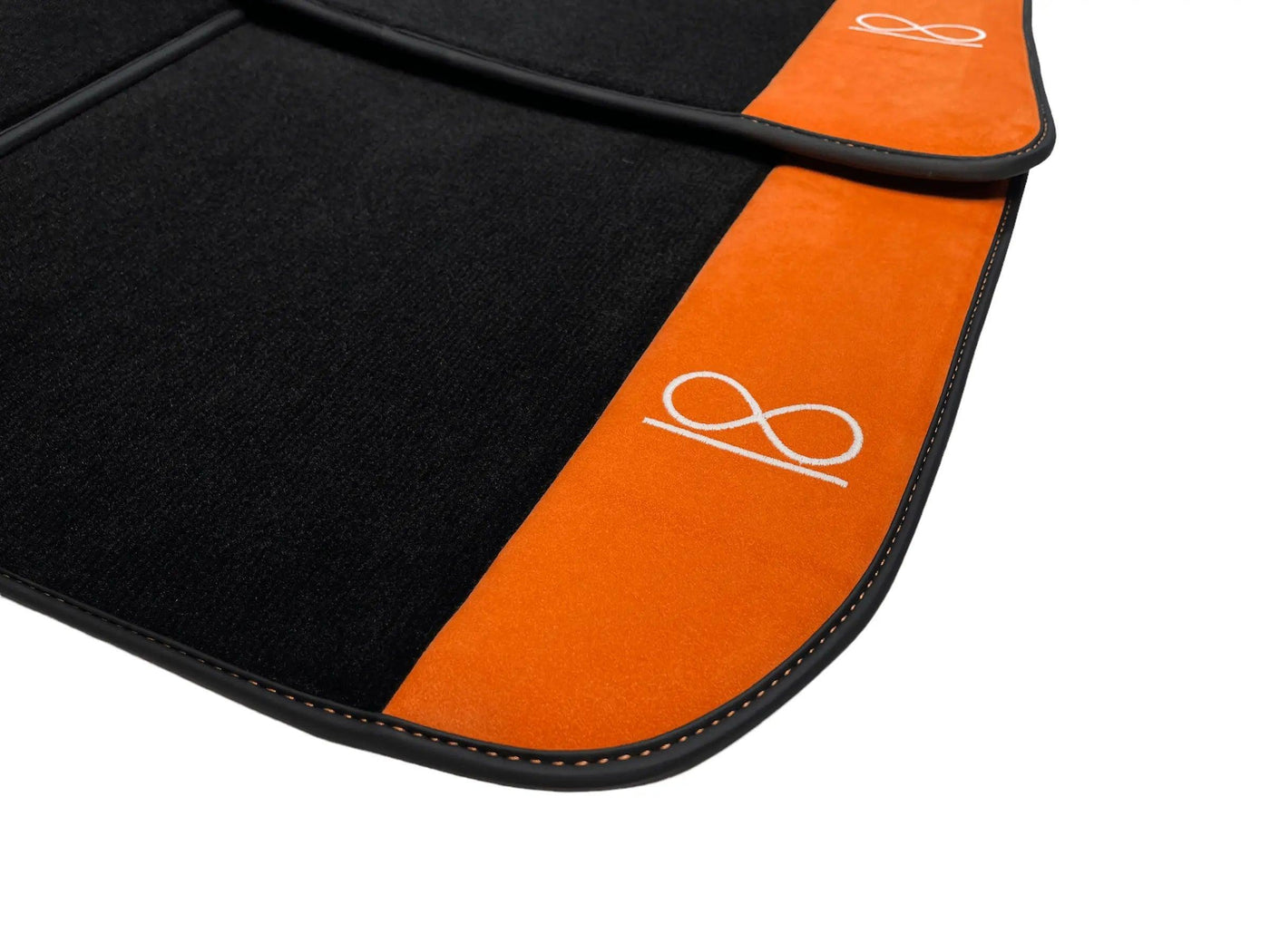 Black Floor Mats For Rolls Royce Black Badge Wraith Orange Alcantara - AutoWin