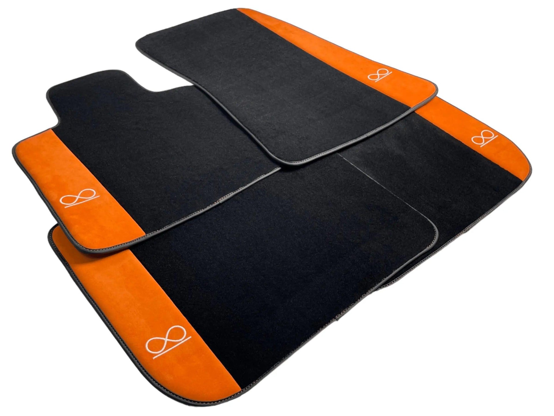 Black Floor Mats For Rolls Royce Black Badge Wraith Orange Alcantara - AutoWin