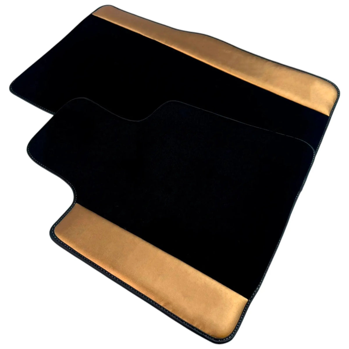 Black Floor Mats for Rolls Royce Cullinan (2018-2025) with Golden Leather