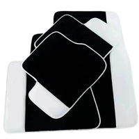 Black Floor Mats for Rolls Royce Cullinan 2018-2025 with White Leather | White Trim