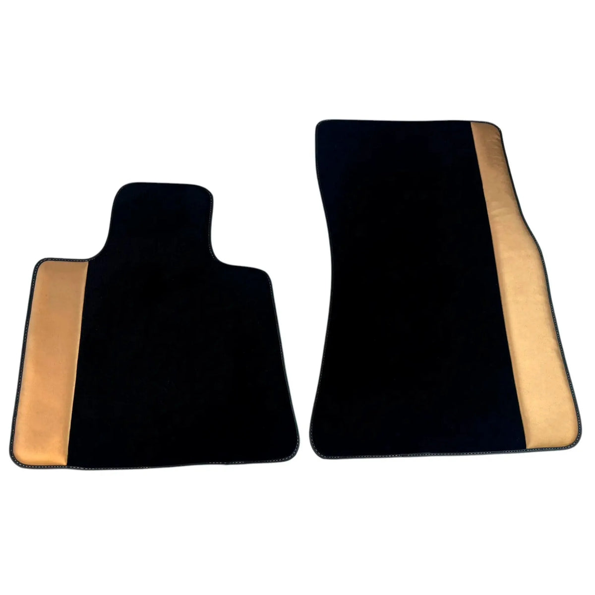 Black Floor Mats for Rolls Royce Dawn (2016-2023) with Golden Leather