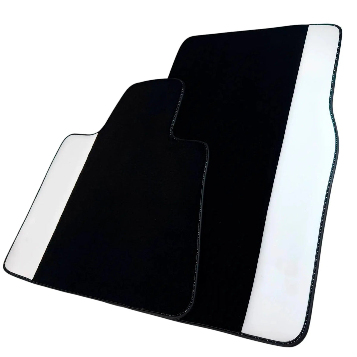 Black Floor Mats for Rolls Royce Dawn (2016-2023) with White Leather