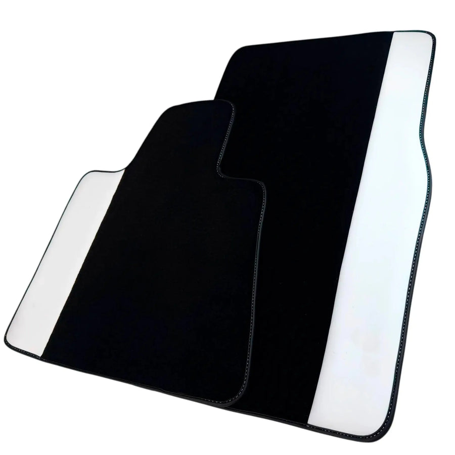 Black Floor Mats for Rolls Royce Ghost Series II (2021–2024) with White Leather