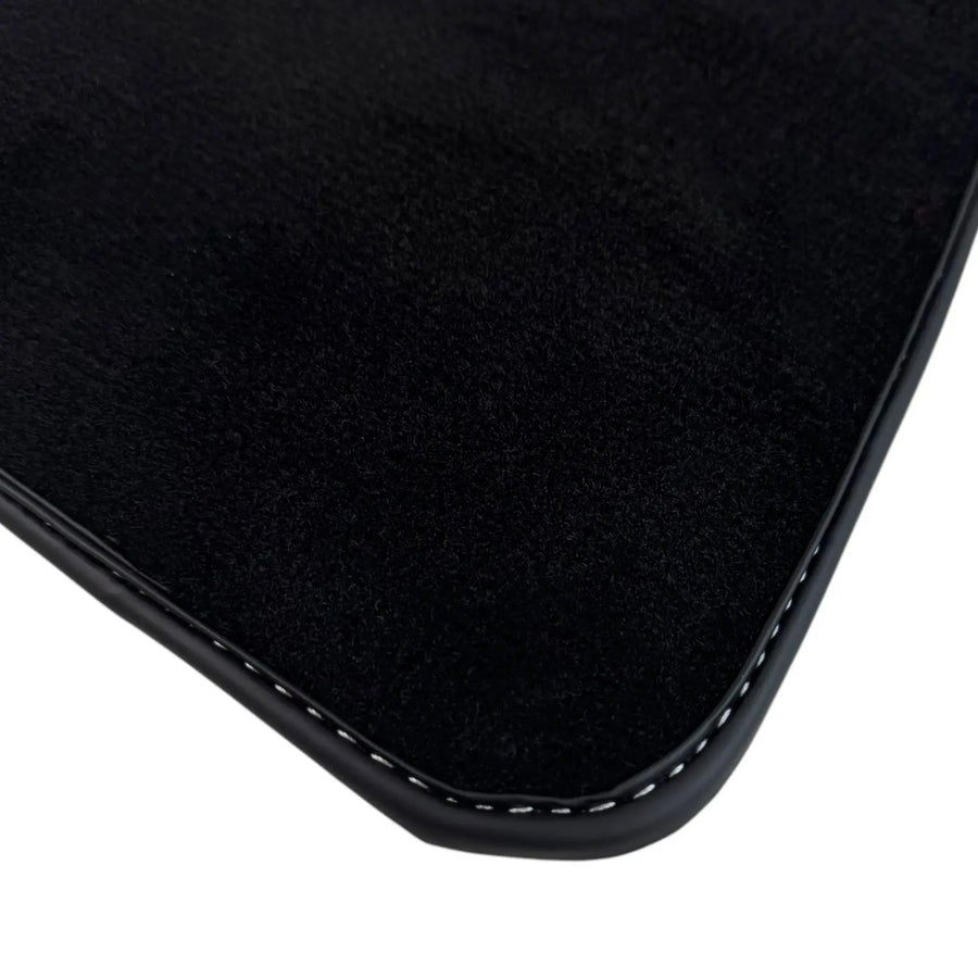 Black Floor Mats for Rolls Royce Ghost Series II (2021–2024) with White Leather