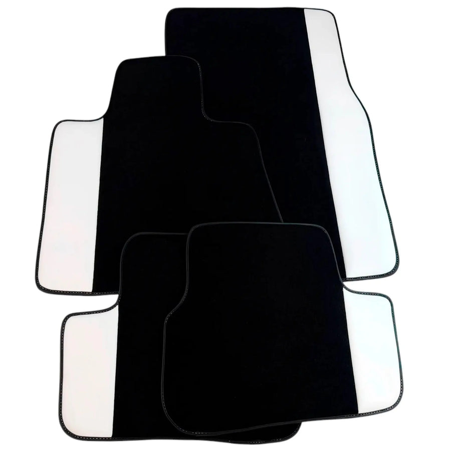 Black Floor Mats for Rolls Royce Ghost Series II (2021–2024) with White Leather