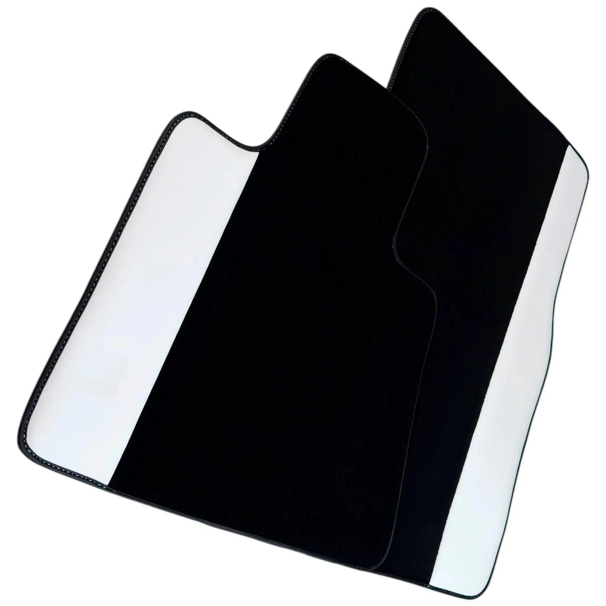 Black Floor Mats for Rolls Royce Phantom Drophead Coupe (2007-2016) with White Leather
