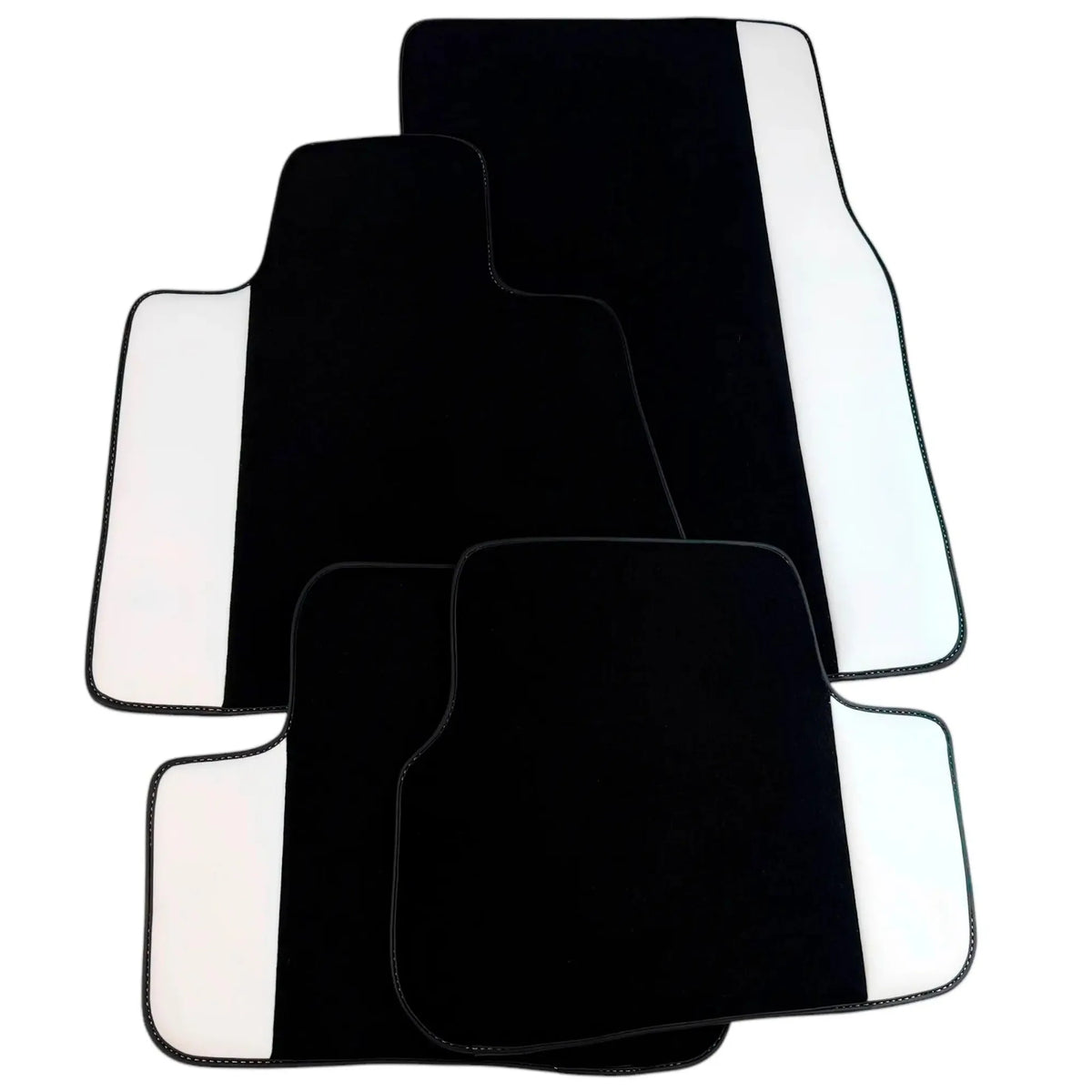 Black Floor Mats for Rolls Royce Phantom Drophead Coupe (2007-2016) with White Leather