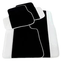 Black Floor Mats for Rolls Royce Phantom Drophead Coupe 2007-2016 with White Leather | White Trim