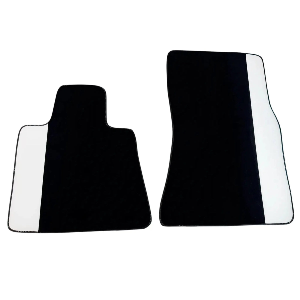Black Floor Mats for Rolls Royce Phantom Sedan (2003-2016) with White Leather