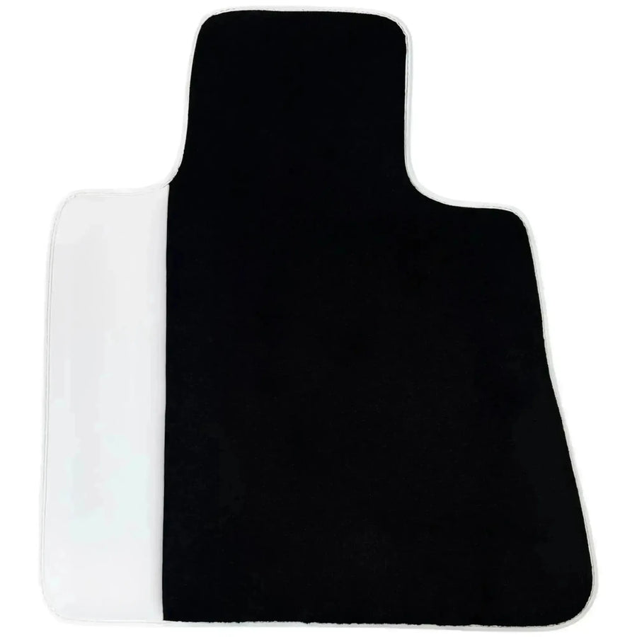 Black Floor Mats for Rolls Royce Phantom Sedan 2003-2016 with White Leather | White Trim