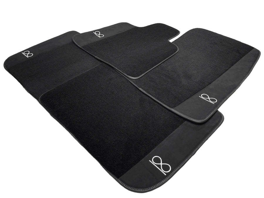 Black Floor Mats For Rolls Royce Phantom VIII (2017-2024) Black Badge Fluorescent Logo