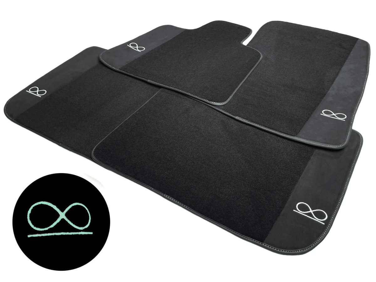 Black Floor Mats For Rolls Royce Phantom VIII (2017-2024) Black Badge Fluorescent Logo