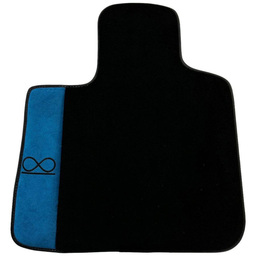 Black Floor Mats For Rolls Royce Spectre (2023-2024) Blue Alcantara Leather - AutoWin
