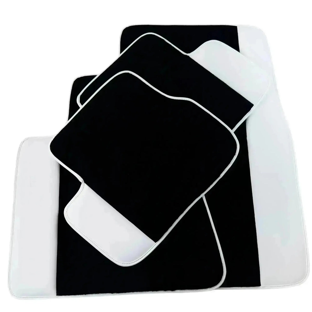 Black Floor Mats for Rolls Royce Spectre 2023-2024 with White Leather | White Trim
