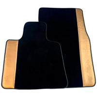 Black Floor Mats for Rolls Royce Wraith (2013–2023) with Golden Leather