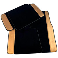 Black Floor Mats for Rolls Royce Wraith (2013–2023) with Golden Leather