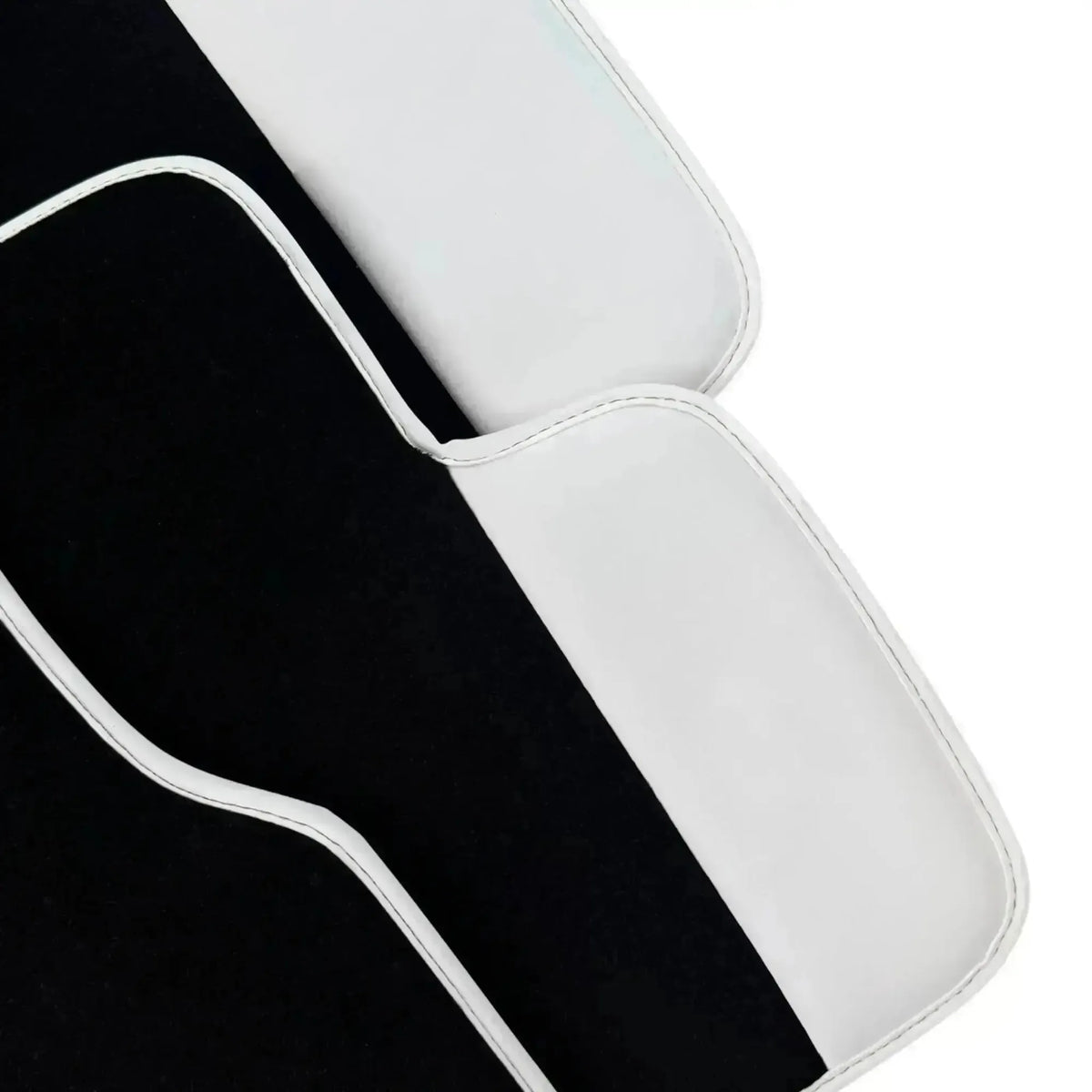 Black Floor Mats for Rolls Royce Wraith (2013-2023) with White Leather | White Trim