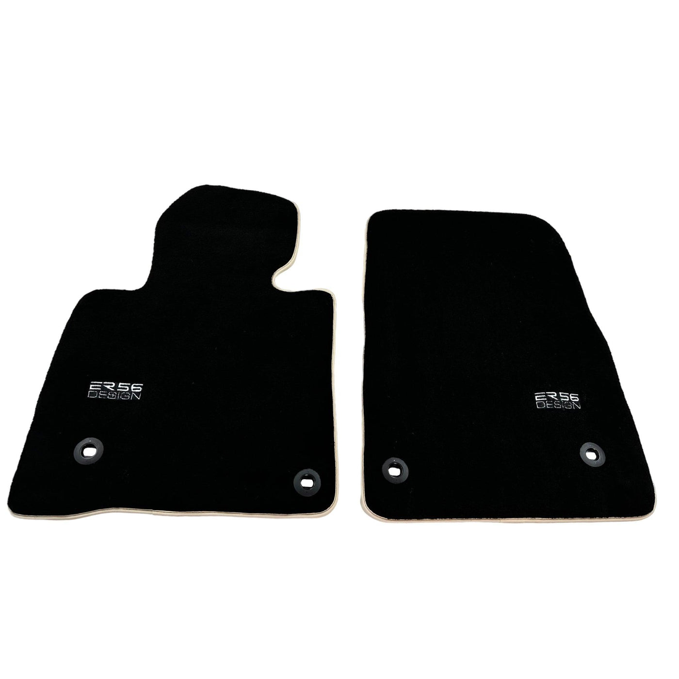 Black Floor Mats For Toyota Land Cruiser 200 (2008-2012) Beige Trim | ER56 Design - AutoWin