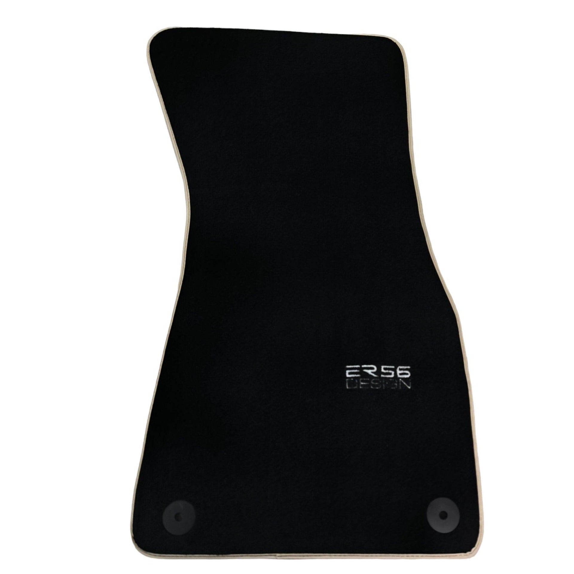 Black Floor Mats With Beige Trim For Audi A6 C8 Sedan (2018-2023) ER56 Design - AutoWin