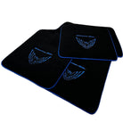 Black Floor Mats with Blue Trim for Pontiac FireBird (1970-1981) with Trans Am Logo - AutoWin