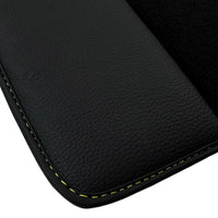 Black Floor Mats with Leather for BMW G60 (2023-2026) Sedan - "Jet Fuel Only" - AutoWin