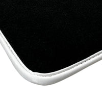 Black Floor Mats with White Trim For Ford Mustang V (2004-2010) With Pony - AutoWin