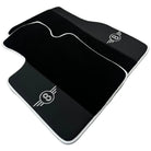 Black Floor Mats for Mini Cooper F56 (2013-2022) with Leather | White Trim - AutoWin