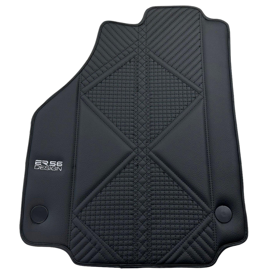 Black Leather Floor Mats For Ferrari 458 Italia (2009-2015) ER56 Design - AutoWin