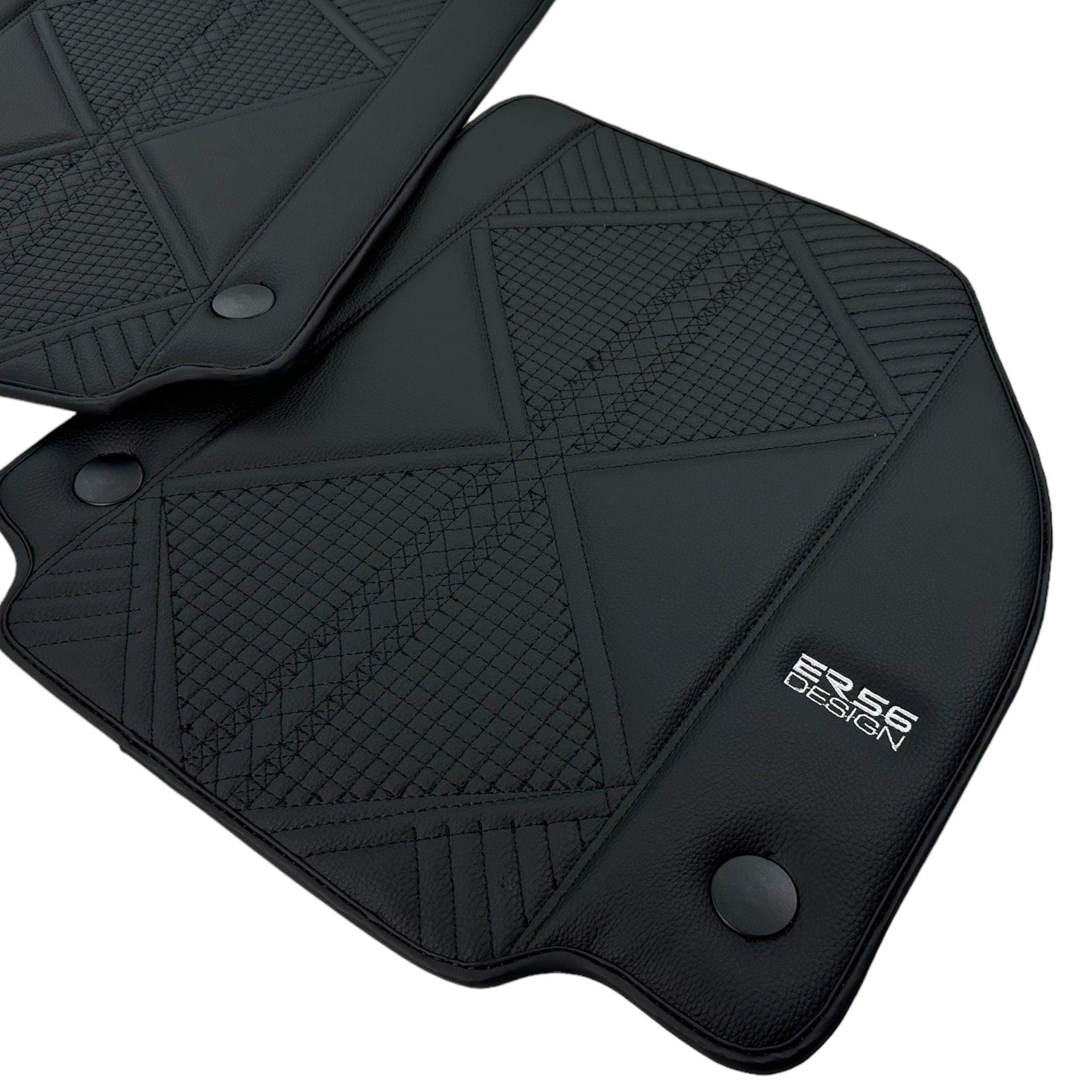 Black Leather Floor Mats For Ferrari 488 GTB (2016-2022) ER56 Design - AutoWin