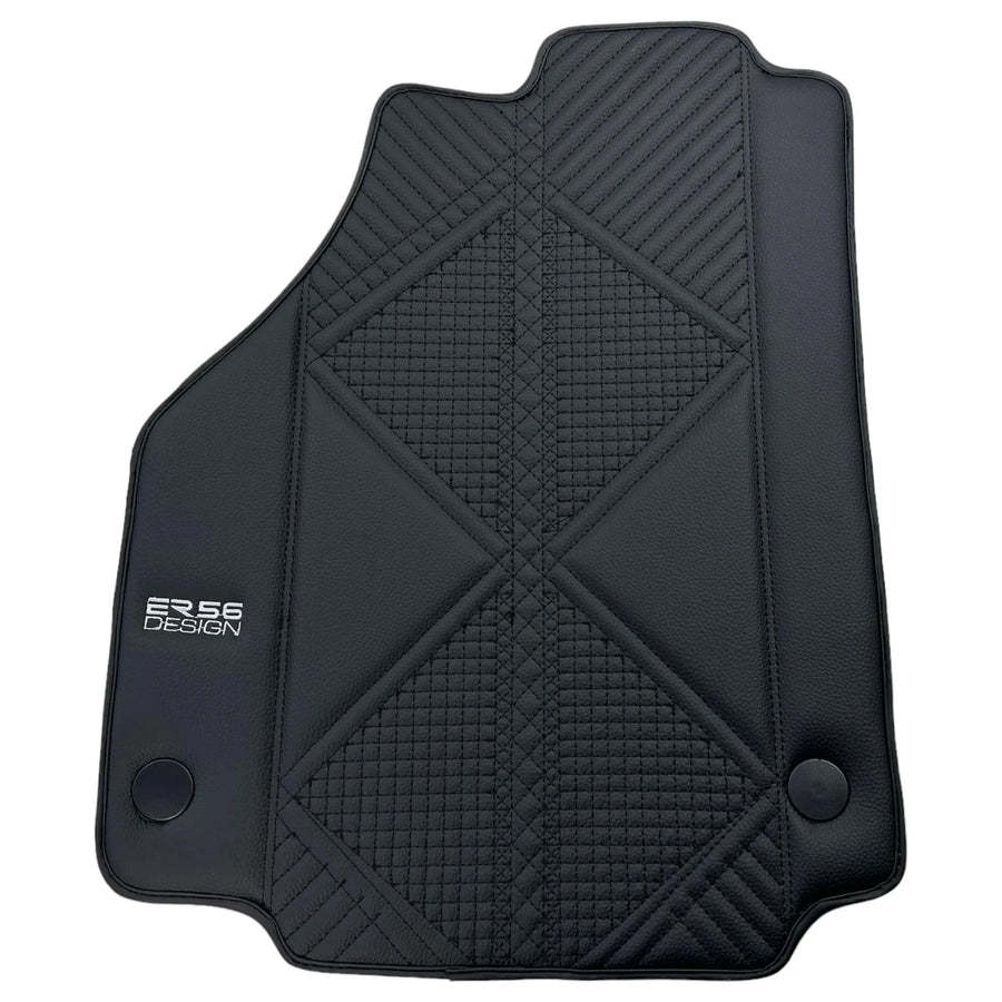 Black Leather Floor Mats For Ferrari 488 Spider (2016-2022) ER56 Design - AutoWin