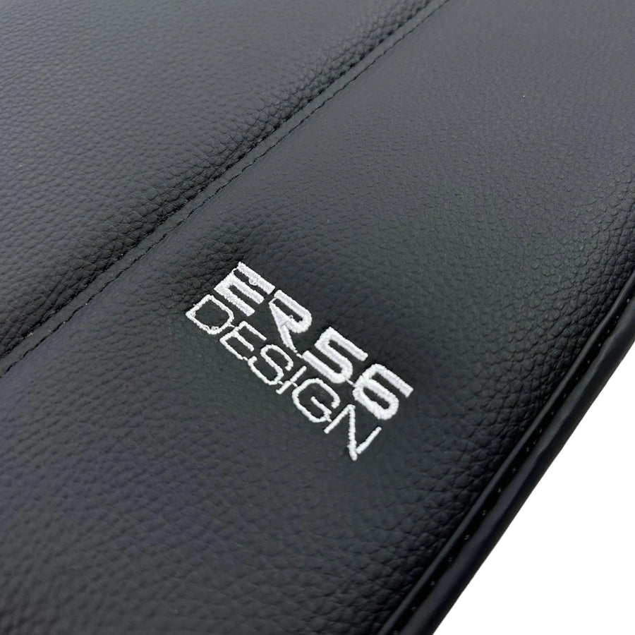 Black Leather Floor Mats For Ferrari F8 Spider (2019-2023) ER56 Design - AutoWin
