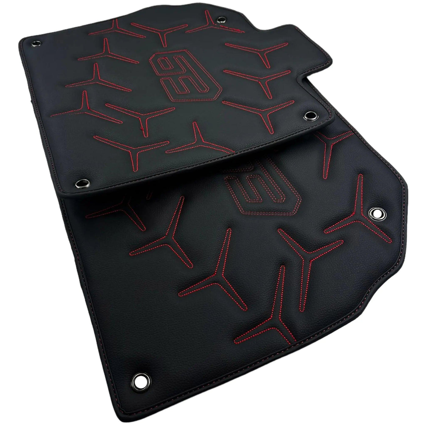 Black Leather Floor Mats for Lamborghini Aventador SVJ 63 Edition - AutoWin