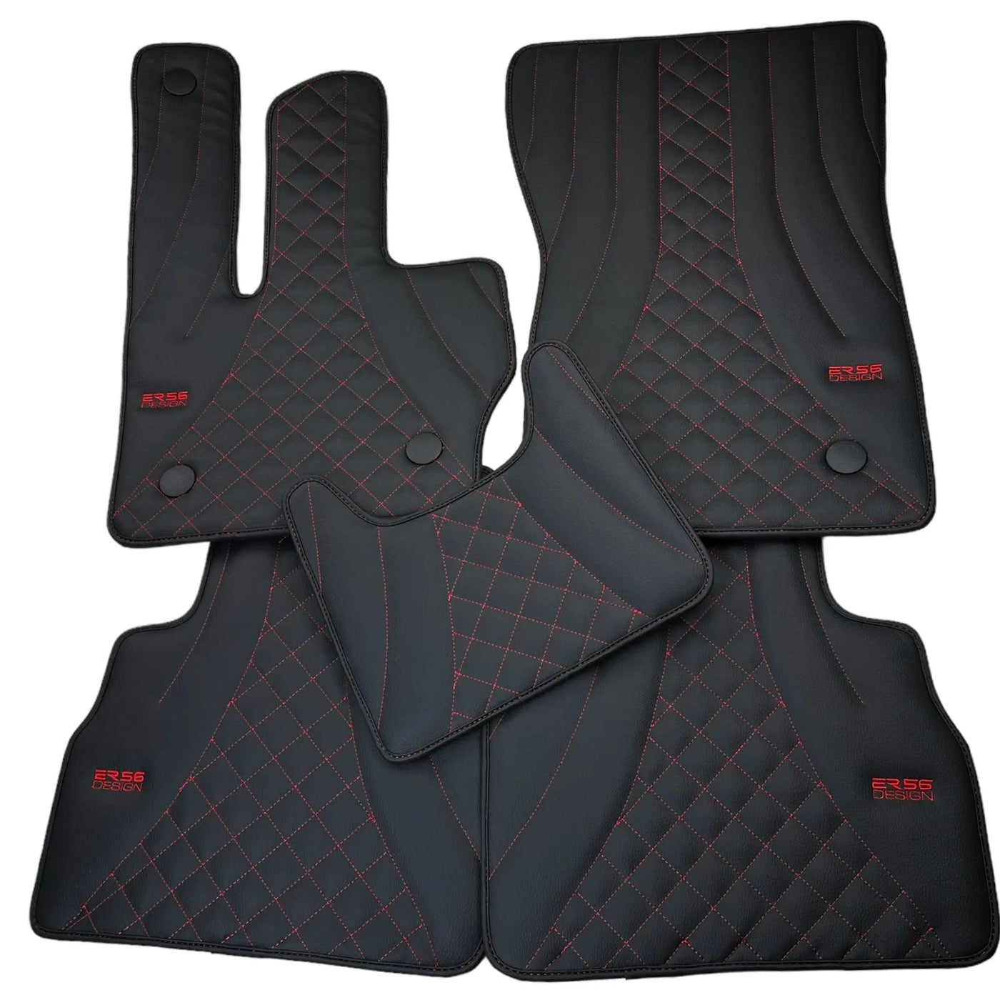 Black Leather Floor Mats for Mercedes-Benz G Class W461 (1979-2008) ER56 Design - AutoWin