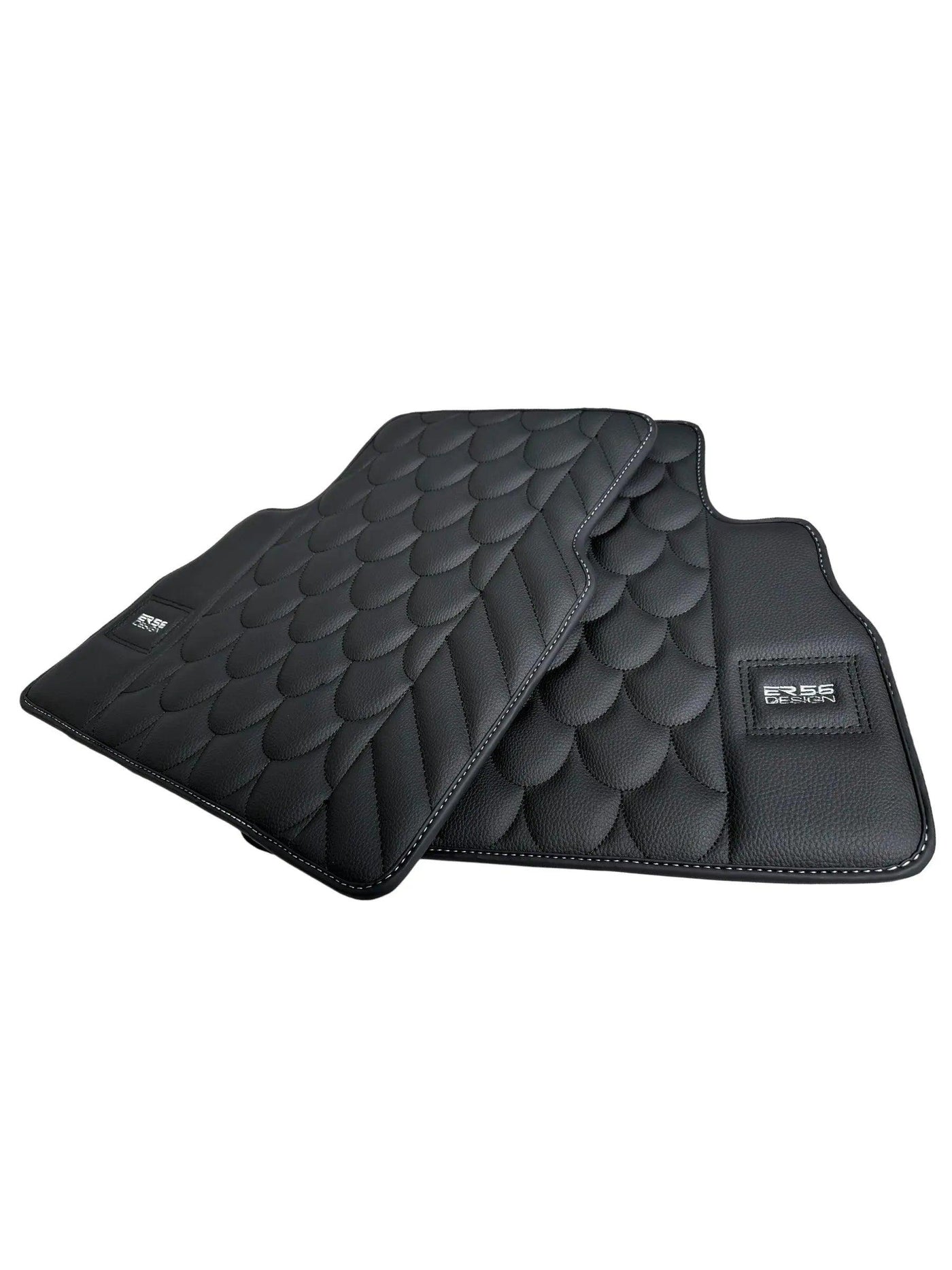 Black Leather Floor Mats For Mercedes-Benz G Class W463 (2008-2018) ER56 Design - AutoWin
